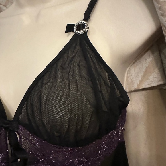 Purple & Black Lace & Mesh Nightie - Picture 9 of 9